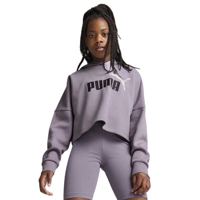 Puma Meisjes Logo Relaxed Fit Crop Hoodie (Bleke pruim)