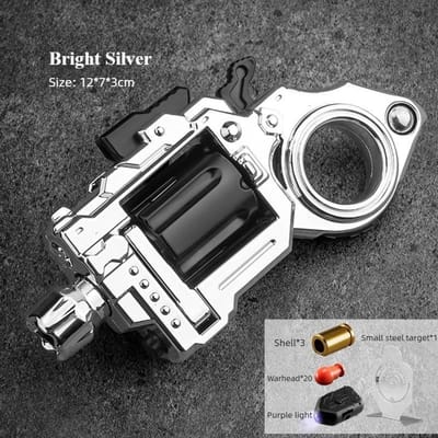EDC Fidget Speelgoed Legering Revolver Ring Pistool Plezier Schieten Stressverlichting Mini Metaal Verzamelaar Pistool Model Fidget Spinner Jongens Cadeaus zilver