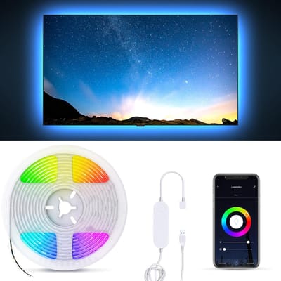 B.K.Licht - LED Strip smart - 2 meter - voor TV en PC - WiFi - App controle - USB - zwart - siliconencoating - zelfklevend