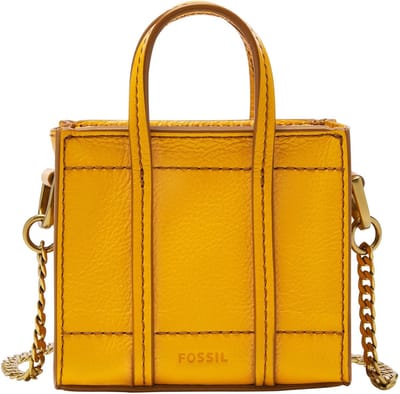 FOSSIL Schoudertas Handtas Carmen Micro Tote Bag Golden Yellow Mosterdgeel