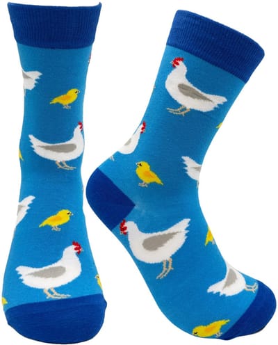 Tutti Footi - Sokken met Kippen en Kuikens - Boerderijsokken Blauw - Dierensokken - Maat 38/43
