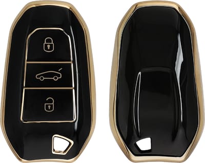 kwmobile autosleutel hoesje geschikt voor Opel 3-knops SmartKey autosleutel Keyless Go hoes - TPU autosleutel behuizing - Beschermende auto sleutel case - Sleuteletui in zwart / goud