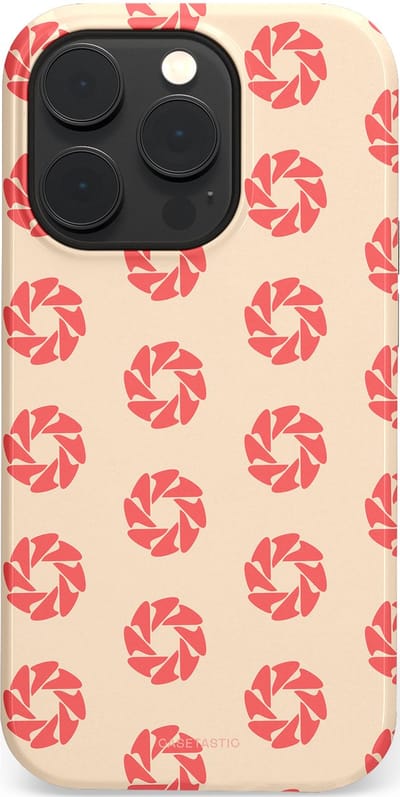 Casetastic hoesje geschikt voor Apple iPhone 14 Pro - MagSafe - Dubbellaagse bescherming - Peach Bloem Cirkels - Fashion Case - Crème Koraal Perzik