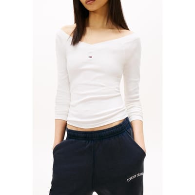 Tommy Hilfiger Slim Off Shoulder Ecru Größe: S | Longsleeves Outlet | Damen | Braun