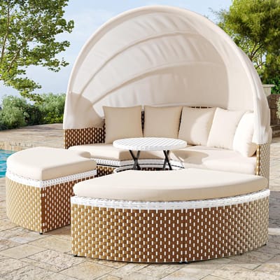 Garden Lounge Armchair Set, Solar – Beige – Industrohome