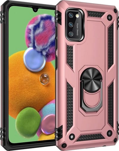 LuxeBass Hoesje geschikt voor Samsung Galaxy S10 Lite Hoesje - Anti-Shock Hybrid Ring Armor Rose goud