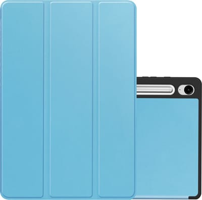 Hoes - Geschikt voor Samsung Galaxy Tab S9 FE - Dun & Stevig - Trifold Bookcase - Hard Cover Case - Met Uitsparing Geschikt voor S Pen - Hardcover Book - Tablet Hoesje - Lichtblauw