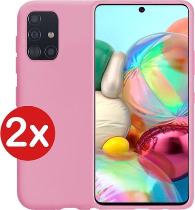 Hoesje - 2 Stuks - Geschikt voor Samsung Galaxy A71 - Sterk & Shockproof - Telefoonhoes - Back Cover - Case Siliconen - Telefoon Hoes - Roze