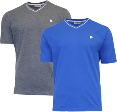 2-Pack Donnay - T-shirt (Jason) - Sportshirt - V- Hals shirt - Heren - Charcoal/Royal Blue (466) - maat S