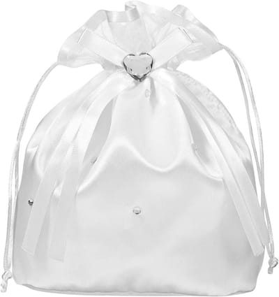 Allecto Plus - Bruidsbloem handtas voor bruidsmeisjes bruiloft - Witte kralentas medium formaat