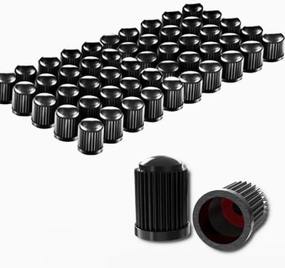 50 Stuks Kunststof Ventieldoppen met O-Rubberen Seal - Universele Stemafdekkingen voor Auto's, SUV's, Fietsen, en Motoren - Zwart