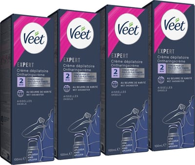 Veet - Expert - Ontharingscreme Oksels 100ml - 4 Stuks - Voordeelverpakking