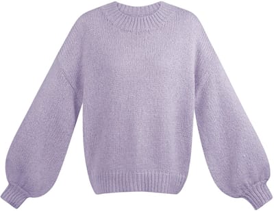 Oversized Nylon Gebreide Trui met Ontspannen Silhouet - Paars - Maat S/M