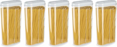 Plasticforte Voedselcontainer strooibus - 5x - wit - 2350 ml - kunststof - voorraadpotten