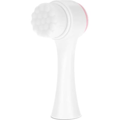 Brosse Visage 3D Double Face Mode Brosse Nettoyante Visage Exfoliante Élimination du Sébum Outil de Massage Rose white