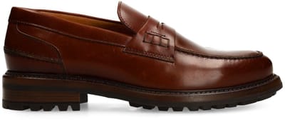 Manfield - Heren - Cognac leren loafers - Maat 40