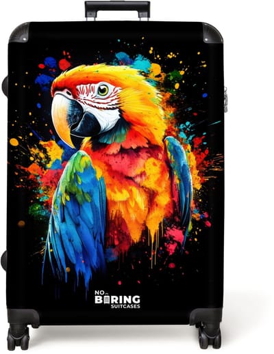 NoBoringSuitcases.com® - Koffer groot - Reiskoffer lichtgewicht - Kleurrijke papegaai met graffiti - Rolkoffer met 4 wielen - Grote trolley XL - 98 liter bagage