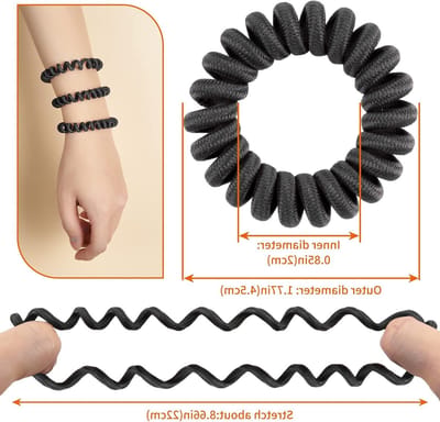 Ponytail Holders en Spiral Hair Bobbles - Sterke Grip, Waterproof en Geschikt voor Alle Haartypes, 12 Stuks in Grijs