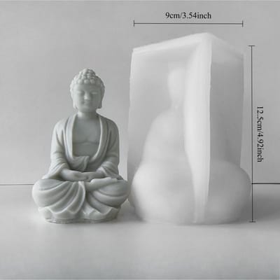3D Boeddha Siliconen Mal voor Zeep Maken, Kaarsen, Gips & Was Knutsels Herbruikbare Flexibele Mal voor DIY Handgemaakte Decoratie white