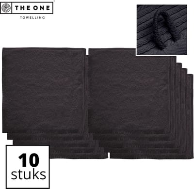 The One Towelling Classic Gastendoeken - 30 x 30 cm - 10 Stuks - Voordeelverpakking - Hoge vochtopname - 100% Zacht katoen - Antraciet