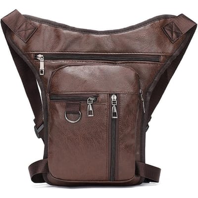 Sac banane en cuir synthétique pour homme et femme, idéal pour les voyages, les randonnées, les voyages ... brun foncé