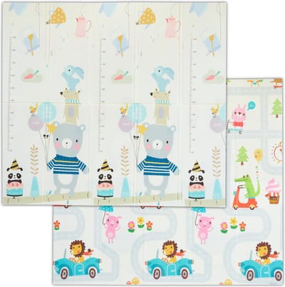 speelmat dieren en verkeer - 195x175 cm - kinderen - foam - vrij van schadelijke stoffen