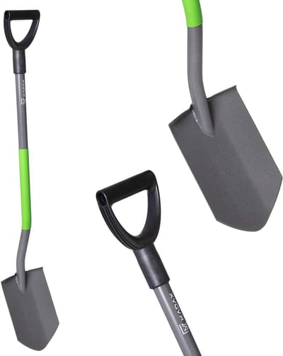 KADAX Tuinspade met D-handgreep, robuuste spade voor tuin, plantenschep, tuinschop met steel, spatschep van staal, functioneel tuingereedschap (punt)