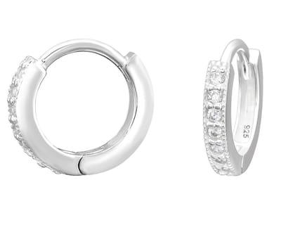 Joy|S - Zilveren oorringen - 12 mm / 2.5 mm - zirkonia - klap scharnier sluiting - sterling zilver 925