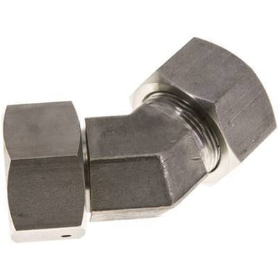 25S RVS 45gr L-stuk Snijringkoppeling Draaidoorvoer 400bar FKM O-ring en Afdichtconus Verstelbaar ISO 8434-1