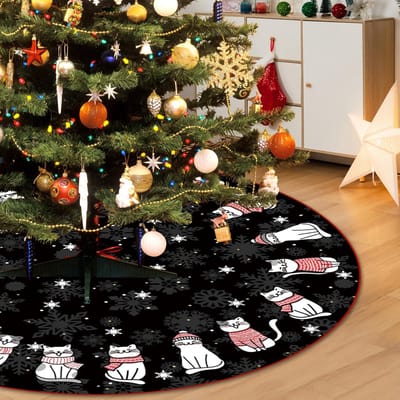 Allecto - Grote Kerstboomrok - Feestelijke Decoratie - Zwarte Kat Design - 48 Inch - Perfect voor Kerst - Sfeervolle Versiering - Geschikt voor Thu...