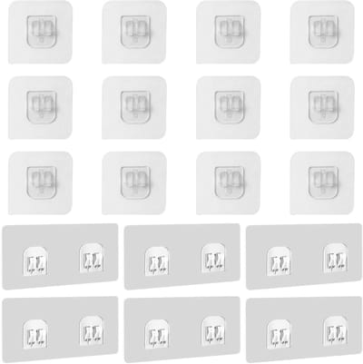 Adhesive haakjes 18 stuks - transparant - robuust - zonder boren, perfect voor badkameraccessoires - ShopVlot