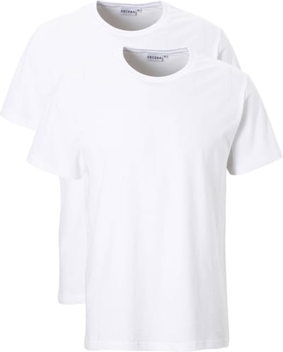CECEBA Maverick American T-shirt - 2-pack - ronde hals - Wit