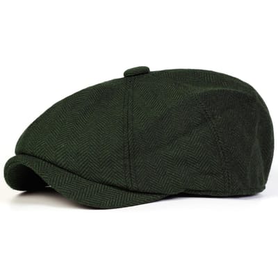 Unisex Retro Visgraat Nieuwsjongenspetten Mannen Britse Schildersmutsen Lente en Herfst Baret Hip Hop Baret black