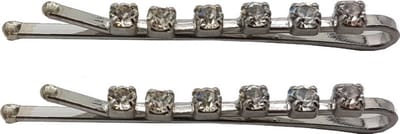 Haarsoires Haarspeld Schuifspeldjes 4cm - Strass Steentjes - Zilver - Set van 2 - Haarklem - Haarclip - Haaraccessoires voor Dames & Kinderen - Hair Clip - Decoratieve Haaraccessoire