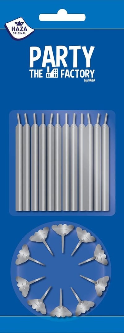 Haza Original Taartkaarsjes 12 Stuks Met Houders Zilver