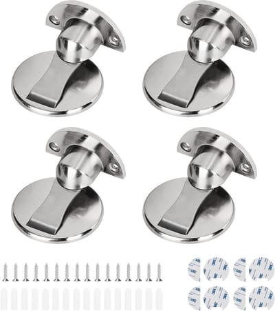 4 Pcs Magnetische Vloerdeurstopper - Zinklegering - Onderzijde met Plakstickers en Schroeven - Deurvergrendeling Magnetisch om Wand en Deur te Beschermen tegen Schade