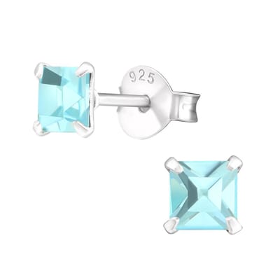Amanto Oorbellen Flynn Aqua - 925 Zilver E-Coating - Vierkant - ∅4mm