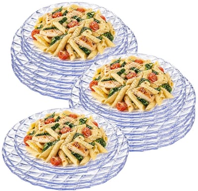 Plasticforte Camping borden set Elite - 20-delig - kunststof - kristal stijl - transparant - Dia 22 en 25 cm