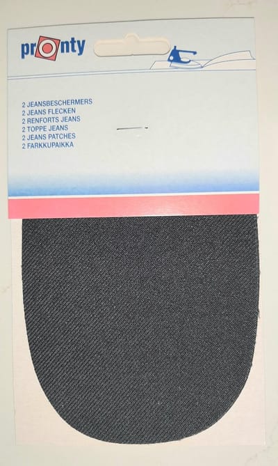 Pronty - 2 jeansbeschermers donker grijs - opstrijkbare kniestukken / elleboogstukken - knielap - patch ovaal - 100% katoen keperkatoen - antraciet - opstrijkbaar