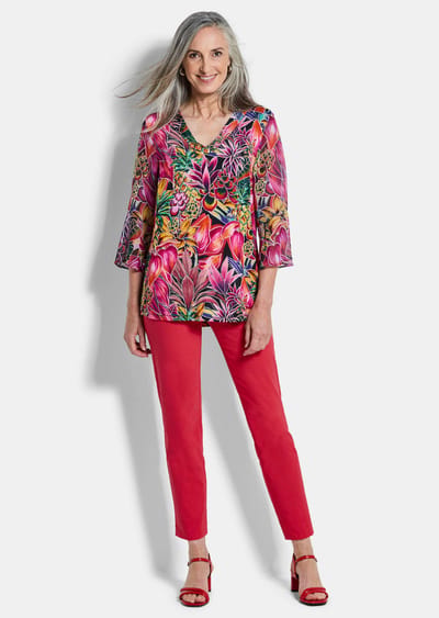 7/8-broek LOUISA van bengaline, met elastische tailleband - rood - Gr. 24 van Goldner Fashion