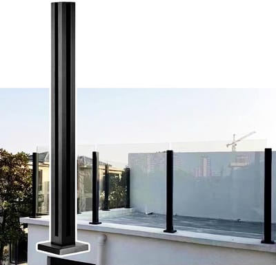 Glazen Balustrade Palen - Trappen Balustrade - Veilige Afscheiding - Zwart Metaal - Extra Hoog - Zwart
