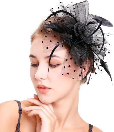 Elegante Hoed met Pluimen en Bloemen voor Feestjes, Bruiloften en Speciale Gelegenheden - Haaraccessoires met Kant en Veren
