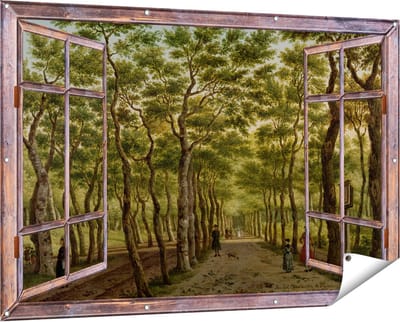 Gards Tuinposter Doorkijk Het Herepad in het Haagse Bos - Paulus Constantijn la Fargue - 150x100 cm - Tuindoek - Tuindecoratie - Wanddecoratie buiten - Tuinschilderij