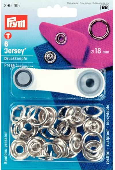 Naaivrijdrukknopen JERSEY tandring 18 mm zilverkleurig 6 st. - Drukknopen Jersey - Prym