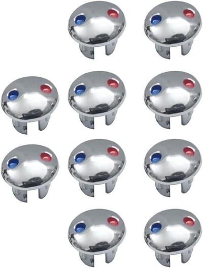 Vervangingsknoppen voor Keuken- en Badkamerkranen - 10 Stuks met Warm en Koud Water Pictogrammen en Decoratieve Covers