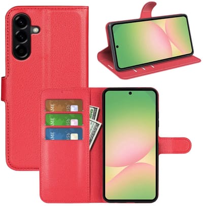 MobyDefend Hoesje - Geschikt voor Samsung Galaxy A57 - Kunstleren Wallet Book Case (Sluiting Voorkant) - Rood