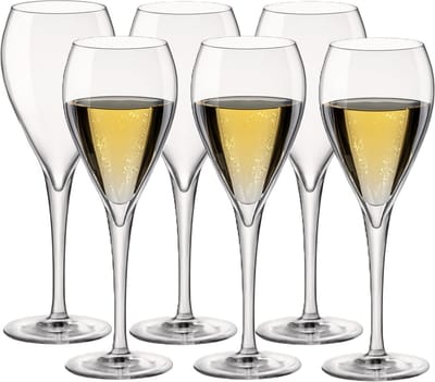 Bormioli Champagneglazen - 12x stuks - transparant - glas - 150 ml - luxe flutes op voet