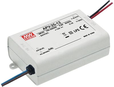 Mean Well APV-25-24 LED-transformator Constante spanning 25 W 0 - 1.05 A 24 V/DC Niet dimbaar, Overbelastingsbeschermin