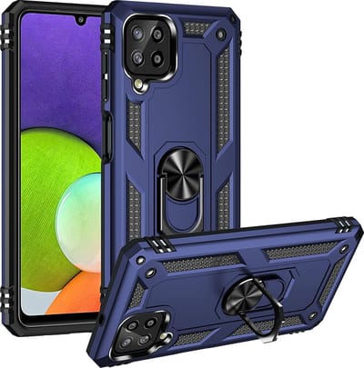 Anti-Shock Hybrid Ring Armor Hoesje Geschikt voor: Samsung Galaxy A22 4G - blauw