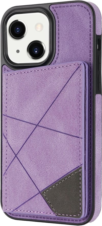 Hoesje geschikt voor iPhone 16e - Backcover - Pasjeshouder - Portemonnee - Camerabescherming - Stijlvol patroon - TPU - Paars